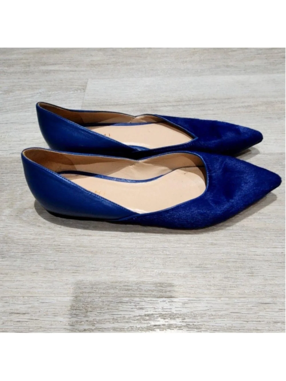 M. Gemi Shoes Womens 7 Blue Leather Pointed Toe Ballet Flats Slip On Italy